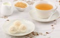 White chocolate candies with tea Royalty Free Stock Photo