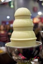 White chocolate fountain for fondue Royalty Free Stock Photo