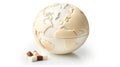 white chocolate globe. chocolate day world chocolate day Royalty Free Stock Photo