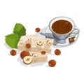 White Chocolate with hazelnut. Cup of hot chocolate Royalty Free Stock Photo