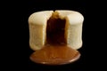 WHITE CHOCOLATE MOLTEN VOLCANO CAKE WITH FRENCH PRALINES A, B ALM