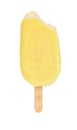 White chocolate outer popsicle on white background with a bite and clipping path