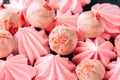 White chocolate and strawberry truffles and pink meringue kisses Royalty Free Stock Photo