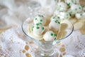White chocolate sweets with green stars