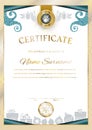 White Chrismtas certificate and gold border with Santa Claus emblem