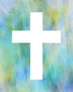 White christian cross on a vibrant background