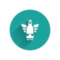 White Christmas angel icon isolated with long shadow. Green circle button. Vector Royalty Free Stock Photo