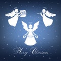 White Christmas angels with wings and nimbus Royalty Free Stock Photo