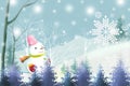 White christmas background with cute snowman - Graphic texture of painting techniques