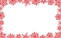 White Christmas background with red snowflakes border abstract