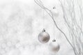 White christmas background silver balls Royalty Free Stock Photo