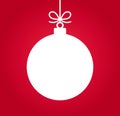 White Christmas ball hanging ornament on red background Royalty Free Stock Photo