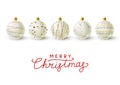 White Christmas balls with golden decor Royalty Free Stock Photo