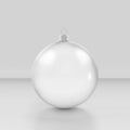 White Christmas Balls Mockup, blank circular objects 3d Rendered isolated on light gray background