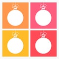 White Christmas balls ornaments set on colorful backgrounds Royalty Free Stock Photo