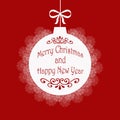 White Christmas bauble hanging against a red background Royalty Free Stock Photo