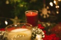 White Christmas candle and red Royalty Free Stock Photo