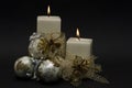 White Christmas candles and balls. Royalty Free Stock Photo