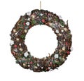 White Christmas door wreath decoration made of pine and fir cones Royalty Free Stock Photo