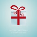 White christmas gift box with red ribbon Royalty Free Stock Photo