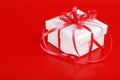 White christmas gift with red ribbon Royalty Free Stock Photo