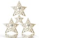 White Christmas Greeting four silver stars