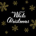 White christmas! Hand drawn graphic elements and lettering on golden/black colors