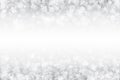 White Christmas Holiday Wallpaper with Realistic Transparent Snowflakes And Lights On Silver Background