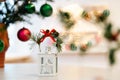 White Christmas lantern with blured background