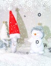 White Christmas - Snowman with winter snow background Royalty Free Stock Photo
