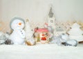 White Christmas - Snowman with winter snow background Royalty Free Stock Photo