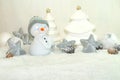 White Christmas - Snowman with winter snow background Royalty Free Stock Photo