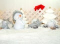 White Christmas - Snowman with winter snow background Royalty Free Stock Photo