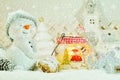 White Christmas - Snowman with winter snow background Royalty Free Stock Photo