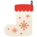 white christmas stocking sock and snowflakes Royalty Free Stock Photo