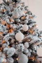 White Christmas toys. Decorated Christmas tree white color Royalty Free Stock Photo