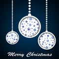 White Christmas toys with stars and snowflakes cuted in paper on dark blue background Royalty Free Stock Photo