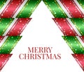 White Christmas Tree Background Red Green Ribbon Royalty Free Stock Photo