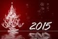 White Christmas tree with red background 2015