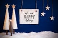 White Christmas Tree, Snow, Wooden Sign, Safe And Happy Christmas Royalty Free Stock Photo