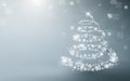 White christmas tree and Sparkling lights garland and falling snowflakes background. Illustration vector Royalty Free Stock Photo