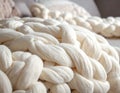 White Chunky Knitted Blanket on Sofa Royalty Free Stock Photo