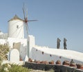 White Church with bells and blue dome at Oia, Santorini, Greek Islands Royalty Free Stock Photo