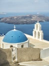 White Church with blue dome at Oia, Santorini, Greek Islands Royalty Free Stock Photo