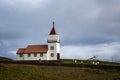 white church on Grimsey Island in northern Iceland