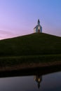 White church on a hill, de Terp reflected in water, the Hague, Netherlands Royalty Free Stock Photo