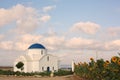 White Church near a sunflower fields Royalty Free Stock Photo