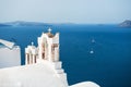 White church in Oia town on Santorini island, Greece Royalty Free Stock Photo