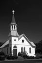 White Church with Red Doors Royalty Free Stock Photo