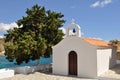 White church on Rhodes island Royalty Free Stock Photo